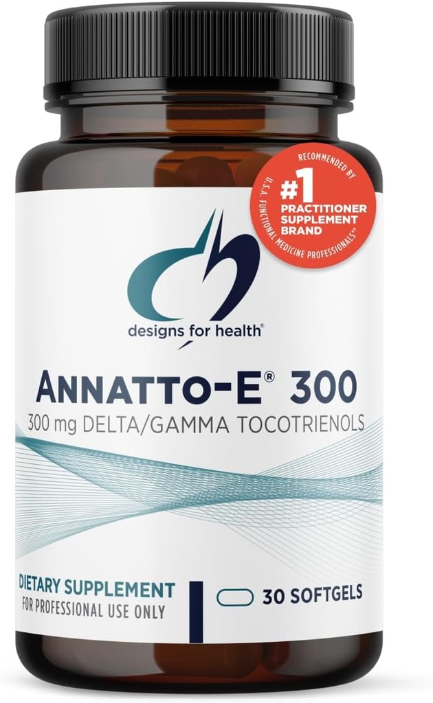 Designs for Health Annatto-E 300 mg Tocotrienols - DeltaGold Vitamin E Complex Supplement with Delta + Gamma Tocotrienols - Cardiovascular, Healthy Aging + Antioxidant Support - Non-GMO (30 Softgels)