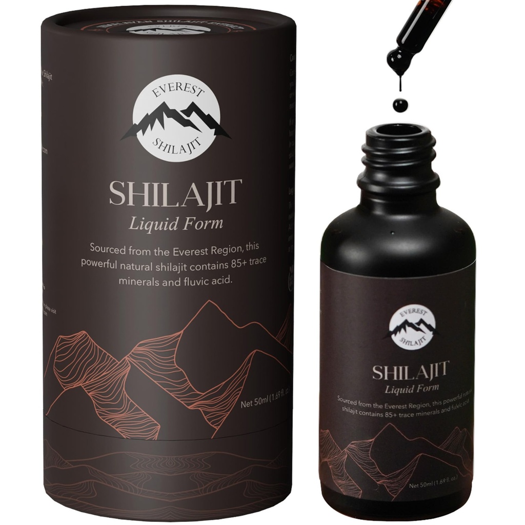Everest Himalayan Shilajit Liquid Drops | Fast Absorption | 75%+ Fulvic Acid | Easy Dosing | Shilajit Nepal Origin | Natural Energy | 50 ml