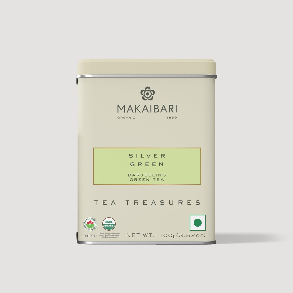Makaibari Tea Treasures- Darjeeling Silver Green Tin Caddy 100 Gram