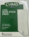 Curad Large Non-Stick Pads 3 Inches X 8 Inches 8 Each