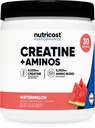 Nutricost Creatine + Aminos 30 Servings (Watermelon Flavored) - 5,000mg Creatine Monohydrate + 5000mg Amino BCAA Blend Per Serving