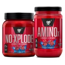 BSN Workout Bundle of NO XPLODE Pre Workout Powder Blue Raz, 30 Servings Amino X Muscle Recovery Intra Workout Support, Caffeine Free Blue Raz, 30 Servings