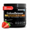 ColonBroom Premium Weight Management Supplement (Strawberry, 30 Servings) - Colon Broom Psyllium Husk Fiber Powder Drink - Gluten Free, Non-GMO Colon Cleanse for Bloating Relief & Gut Health