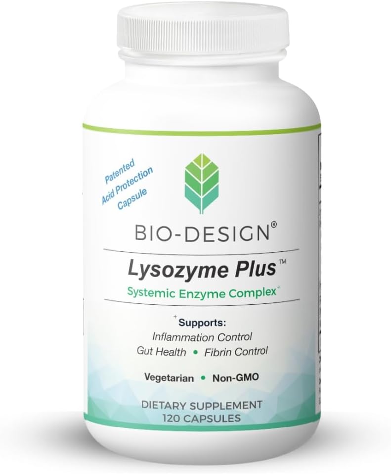 Lysozyme Plus Systemic Enzyme Complex - Broad Spectrum & Highly Active Vegetarian Enzymes - Supports Gut Health, Fibrin & Inflammation Control - 120 Capsules
