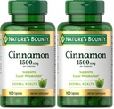 Nature's Bounty Cinnamon Capsules, Herbal Supplement, Supports Sugar Metabolism, 1500mg, 100 Capsules (Pack of 2)