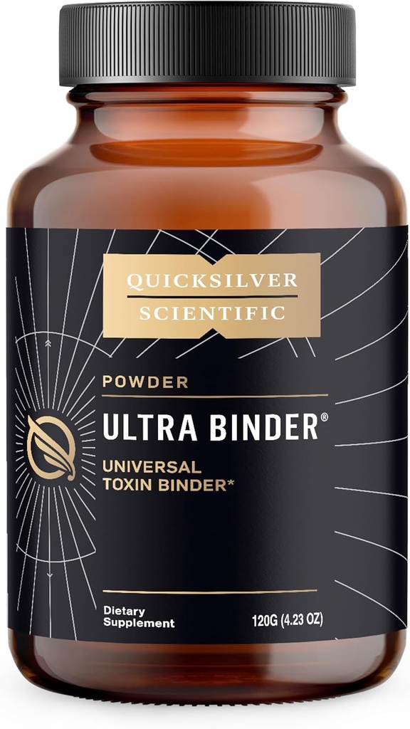 Quicksilver Scientific Ultra Binder Powder - Multi Toxin Binder with Bentonite Clay Powder, Zeolite Detox & Charcoal - Supplement for Gut Support & The Body's Toxin Removal Process (120g)