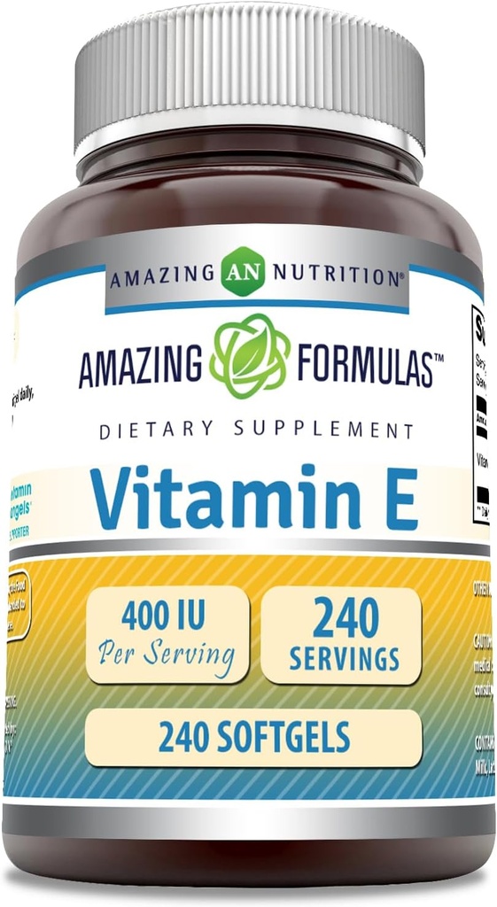 Amazing Formulas Vitamin E Supplement | 400 IU Per Serving | 240 Softgels | Non-GMO | Gluten-Free | Made in USA