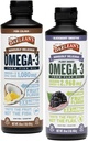 Barlean's Omega 3 Liquid Supplement Bundle, BlackBerry Smoothie Flax Seed Oil and Piña Colada Fish Oil Supplements Set, 16 oz