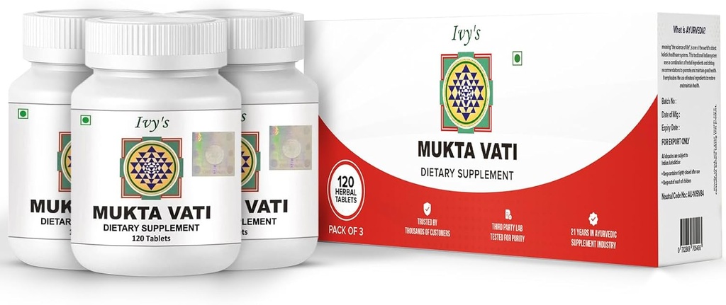 Ivy's Mukta Vati Herbal Tablets - Ayurvedic Formula Pack of 3
