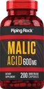 Piping Rock Malic Acid Capsules | 600mg | 200 Pills | Non-GMO, Gluten Free Supplement