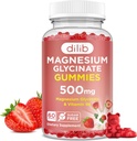 Magnesium Glycinate Gummies 500mg - Magnesium Supplement with Vitamin B6 for Adults & Magnesium for Kids - Calm Magnesium for Sleep, Mood, Muscle Support - Strawberry Flavor, 60 Gummies
