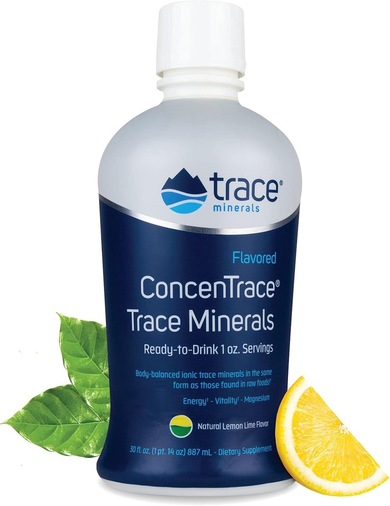 Trace Minerals ConcenTrace - Liquid Mineral Supplement with Magnesium & Vitamin C - Dietary Supplement with White Grape & Lemon Juice - Natural Lemon Lime Flavor, 30 fl oz (30 Servings)