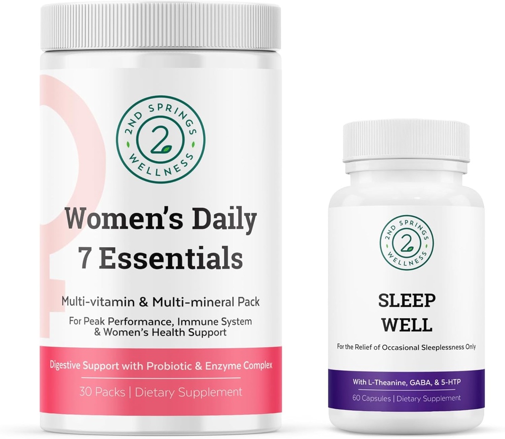 Women's Daily 7 Essentials & Sleep Well Bundle - Complete Multivitamin Pack with Sleep Well