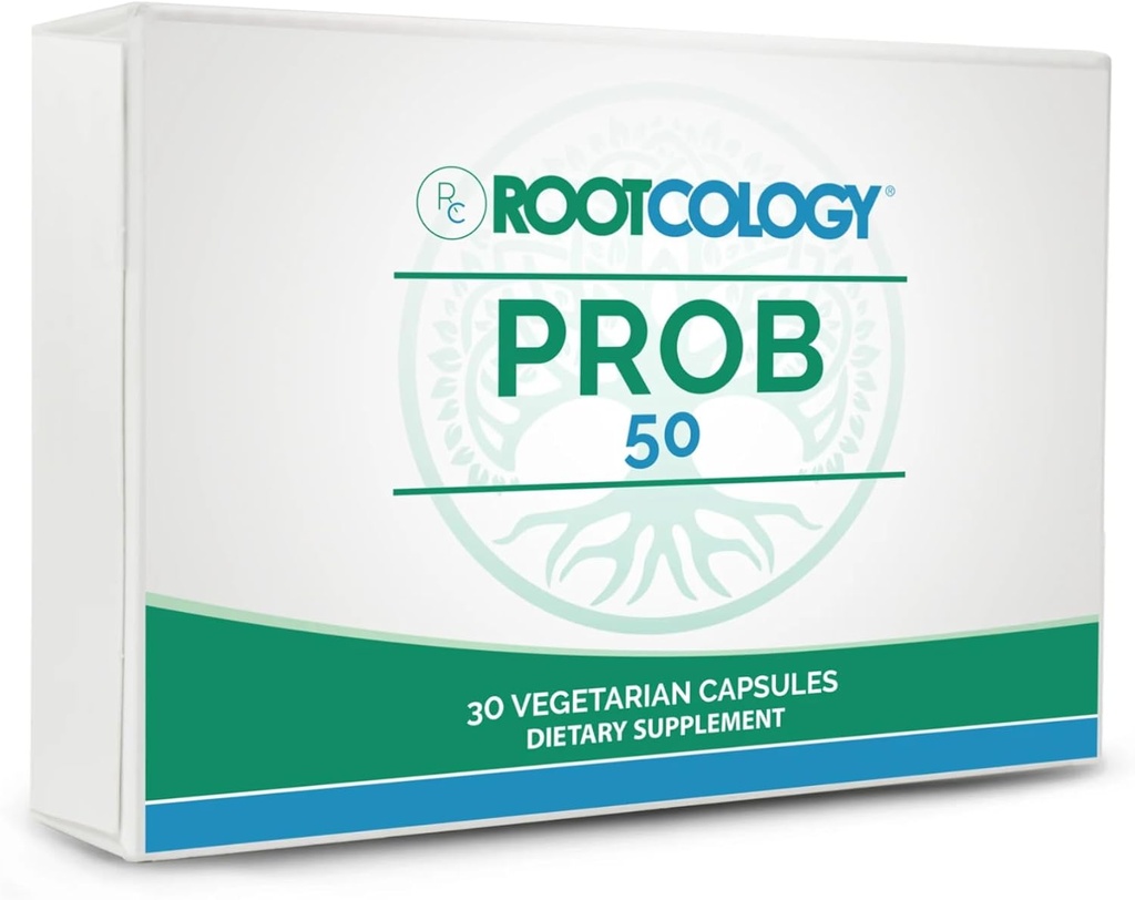 Rootcology by Dr. Izabella Wentz | ProB 50 | 18 Shelf-Stable Probiotic Strains to Support Gut Health and Maintain Bowel Regularity with Bifidobacterium, Lactobacillus and More | 30 Vegetarian Capsules