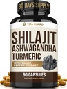 Himalayan Shilajit + Ashwagandha & Turmeric - 1610mg | Vegan Capsules with Fulvic Acid, 95% Curcuminoids & Black Pepper | Joint, Mood & Immune Support | 90 Count