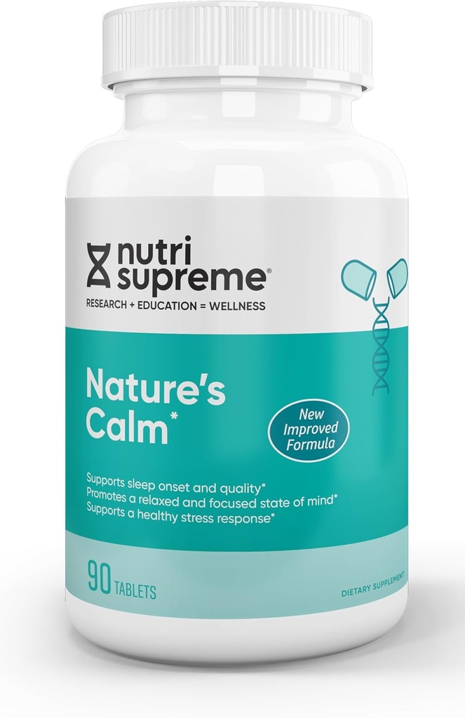 Calm Tablets: Nature's Calm Dietary Supplement - Natural Relief of Stress, Anxiousness, Nervousness, Sleeplessness and Irritability and Improved Sleep - 90 Tablets