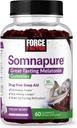 FORCE FACTOR Somnapure Gummies with Melatonin 10 mg for Adults, Non-Habit-Forming, Natural Sleep Aid for Deep Sleep, Stay Asleep Longer, Wake Up Refreshed, Dream Berry Flavor, 60 Count (Pack of 1)