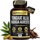 Earth Elixir Fadogia Agrestis & Tongkat Ali for Men & Woman – Natural Testosterone Supplement for Men - Made in USA & 3rd Party Tested – Strength, Energy & Vitality - Longjack – 3 Month Supply