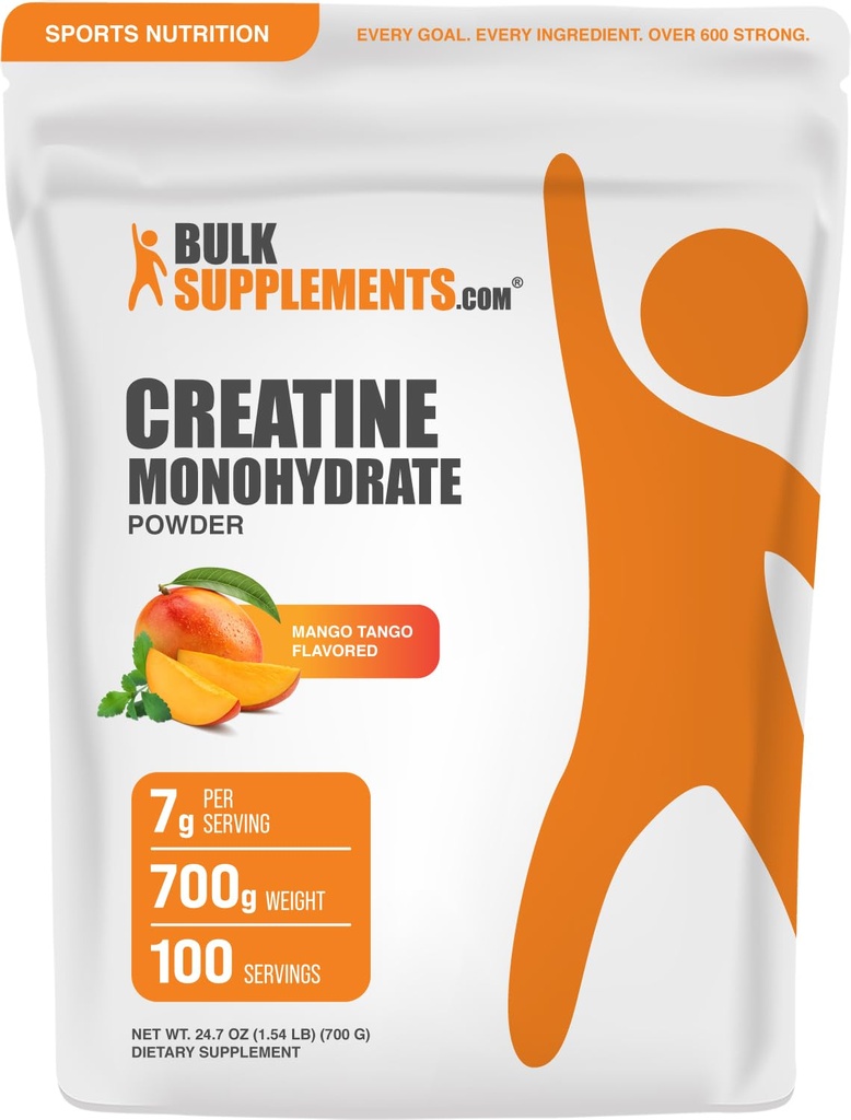 BulkSupplements.com Creatine Monohydrate Powder - Creatine Flavored Powder Supplement, Micronized - Mango Tango Flavor, 7g per Serving, 700g (1.5 lbs) (Pack of 1)