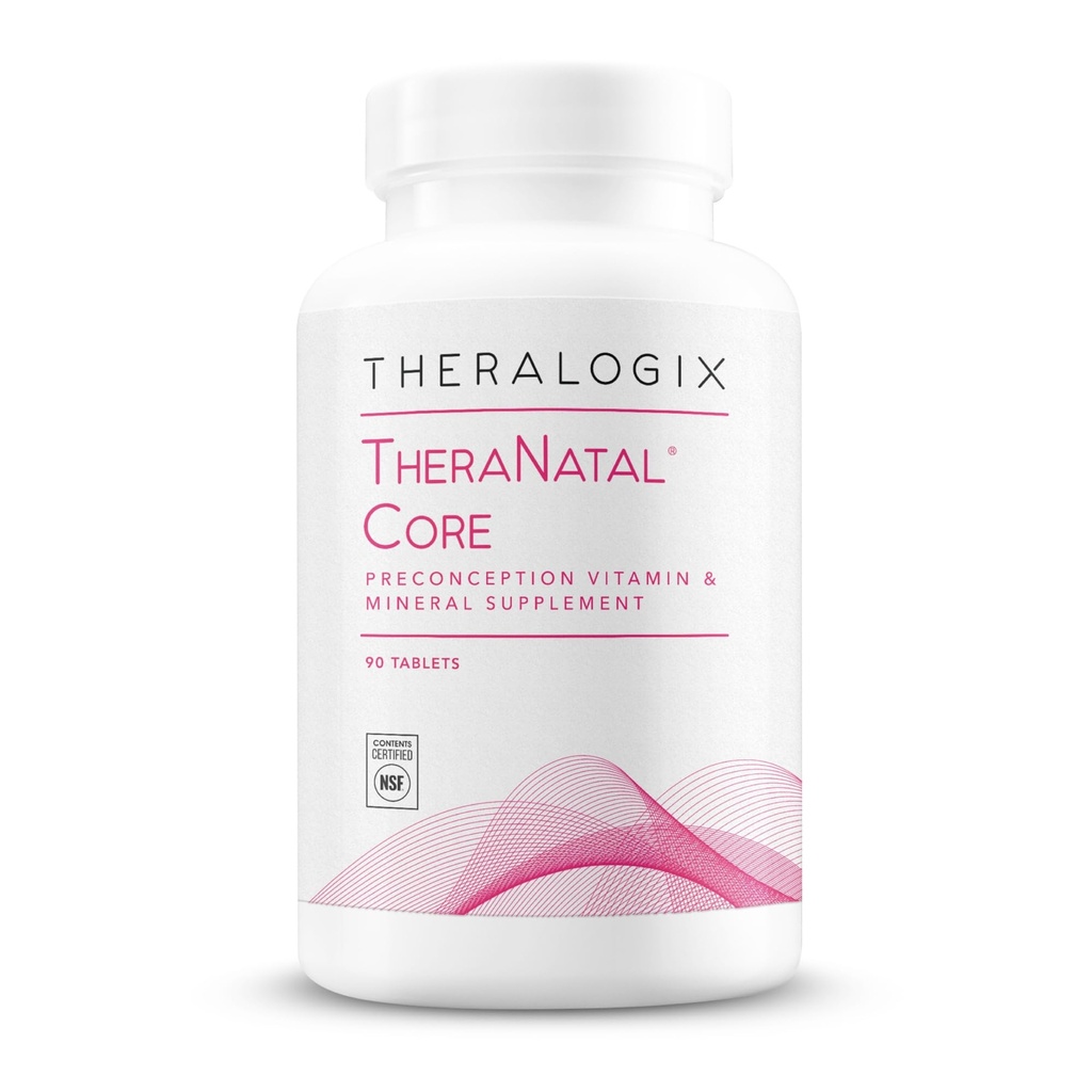 Theralogix TheraNatal Core Preconception Vitamin Supplement - 90-Day Supply - Prenatal Vitamins & Fertility Supplement for Women with Folate, Vitamin D3, Choline & More* - NSF Certified - 90 Tablets