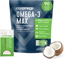 Coromega MAX 2400mg Omega-3 Fish Oil + Vitamin D Squeeze Packets, Wild-Caught, No Fishy Taste - 3X Better Absorption Than Softgels, Supports Brain & Heart Health (90 Servings, Coconut Bliss)