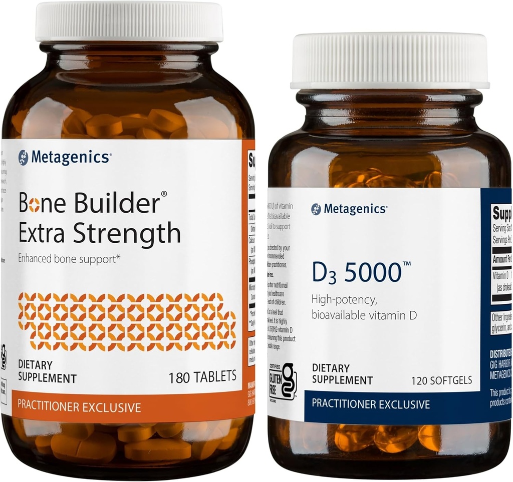 Metagenics Bundle - Bone Builder Extra Strength & D3 5000-180 Tablets of Bone Builder* - 20 Softgels of D3 5000 for Immune Support & Heart Health*