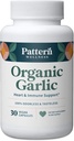 Pattern Wellness Odorless Organic Garlic – 1000mg – Immune, Circulatory & Heart Health Support – Non-GMO & Gluten Free – 30 Vegan Capsules