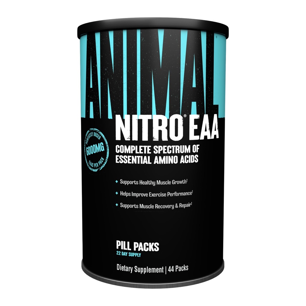 Animal Nitro EAA - Post-Workout Recovery and Repair, Supports Lean Muscle Growth, Complete Spectrum of Essential Amino Acids & BCAA Supplement for Men and Women, 44 Packs