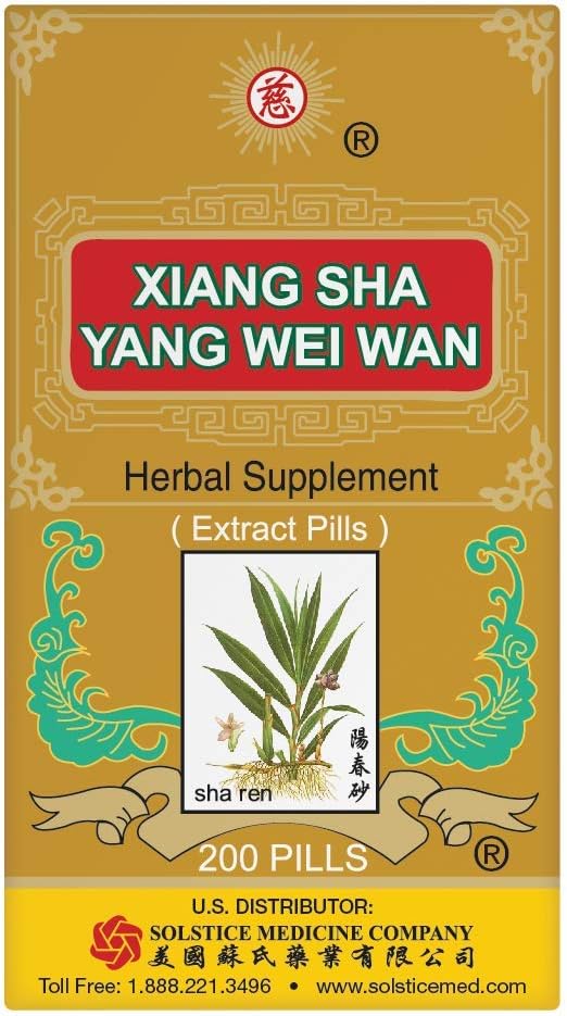 Solstice Medicine Company Xiang Sha Yang Wei Wan Herbal Supplement (200 Pills) (1 Bottle)