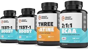 Get Bigger with BCAA, Creatine and Test 1 Boost (2 Month Supply)