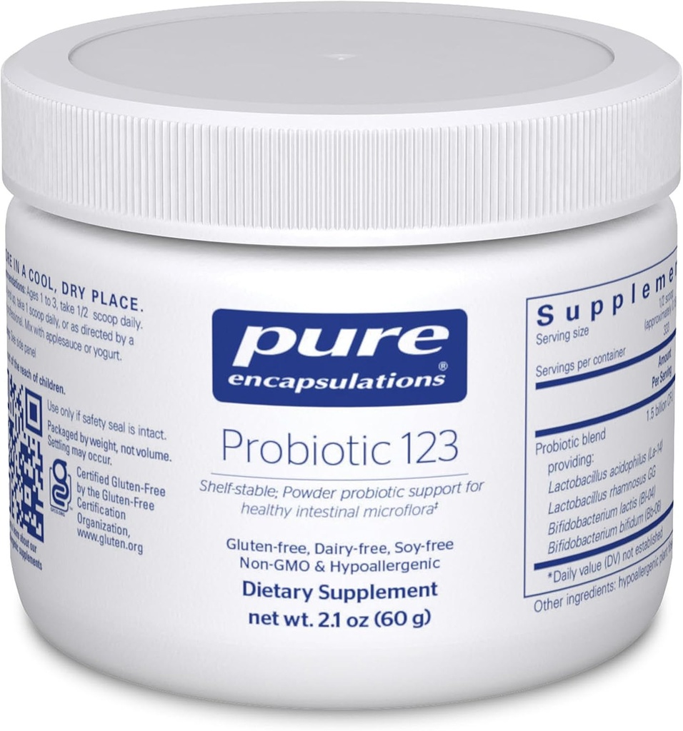 Pure Encapsulations Probiotic 123 | Children's Probiotic Support for Healthy Intestinal Microflora* | 2.1 Ounces