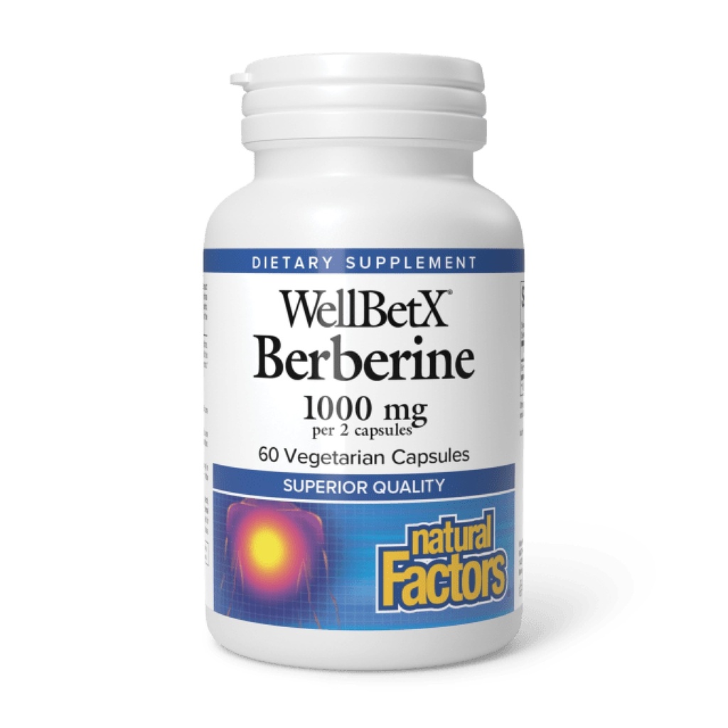 Natural Factors WellBetX Berberine - Daily Supplement Supports Metabolic Health - Formula Supports Healthy Heart - Gluten-Free & Vegan - 60 Vegetarian Capsules (60 Servings)