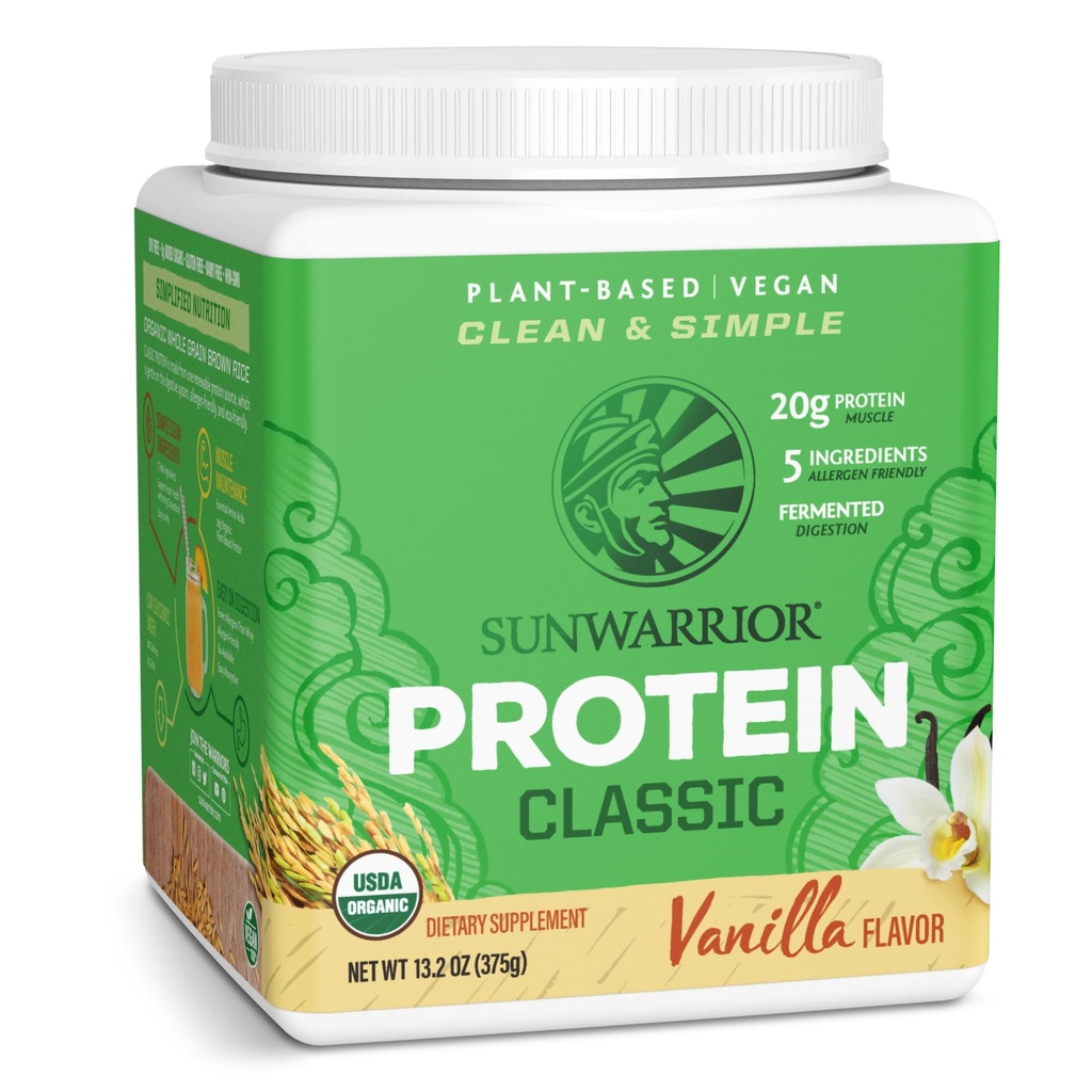 SUNWARRIOR Organic Classic Vanilla Protein, 375 GR