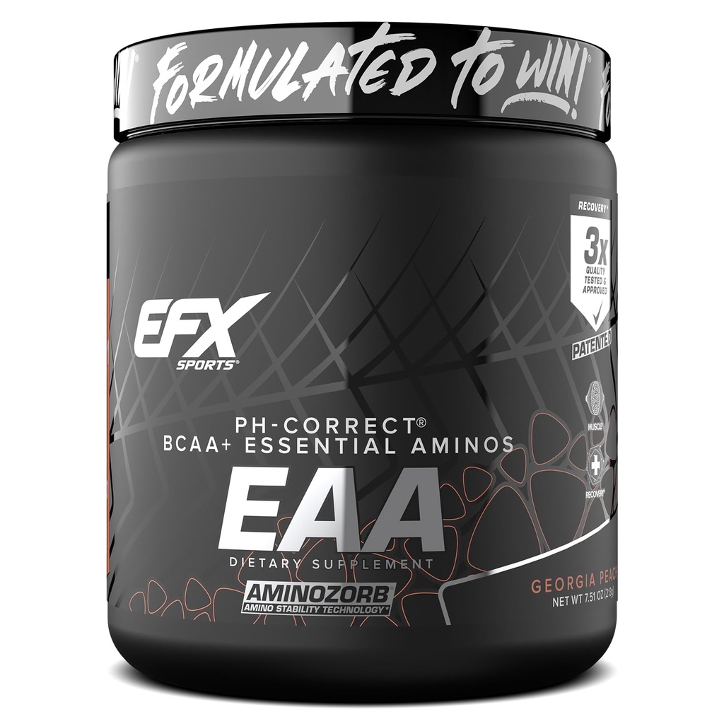 EFX Sports Training Ground EAA | Essential Amino Acids Supplement | Energy & Protein Synthesis | Pre, Intra, or Post Workout | 40 Servings (Georgia Peach)