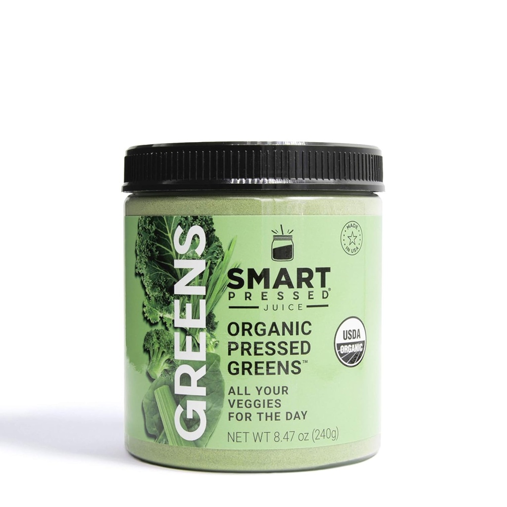 SMART Pressed Organic Greens Superfoods Powder | Cold-Pressed Daily Organic Greens Powder for Women & Men | Vegan Green Powder Superfood Organic | Green Superfood Powder (30 Servings)