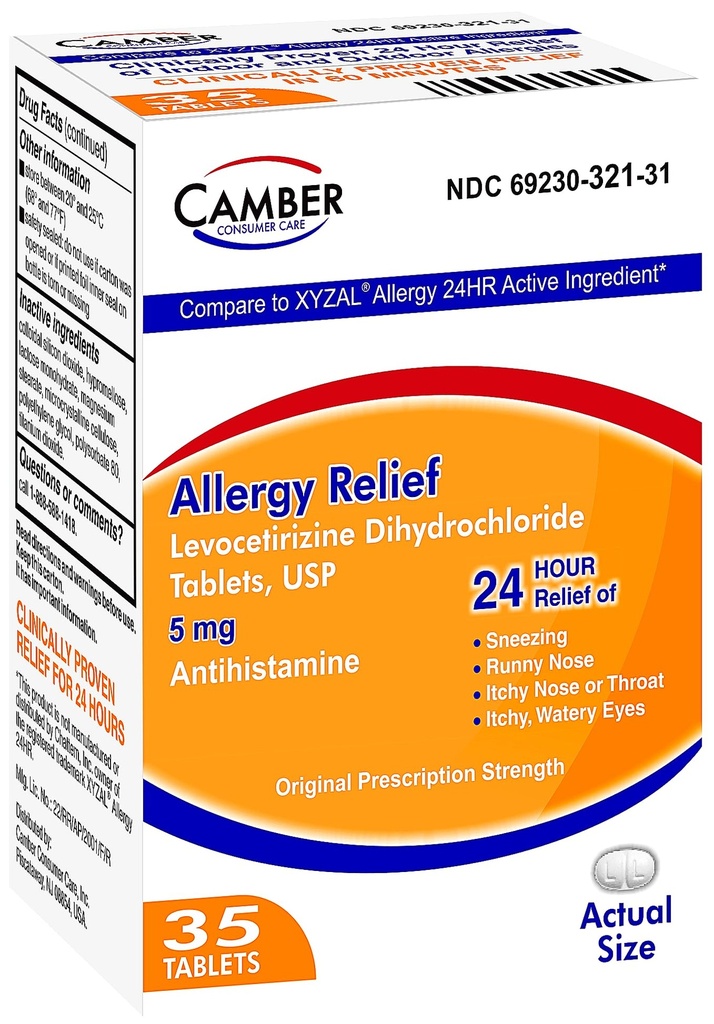 Camber Consumer Care Levocetirizine Dihydrochloride 5mg Antihistamine Tablets, Generic Xyzal Allergy 24 Hour, Allergy Relief Medicine (35 Count)