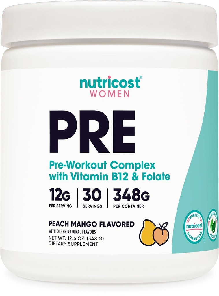 Nutricost Pre-Workout Powder for Women, Peach Mango, 30 Servings