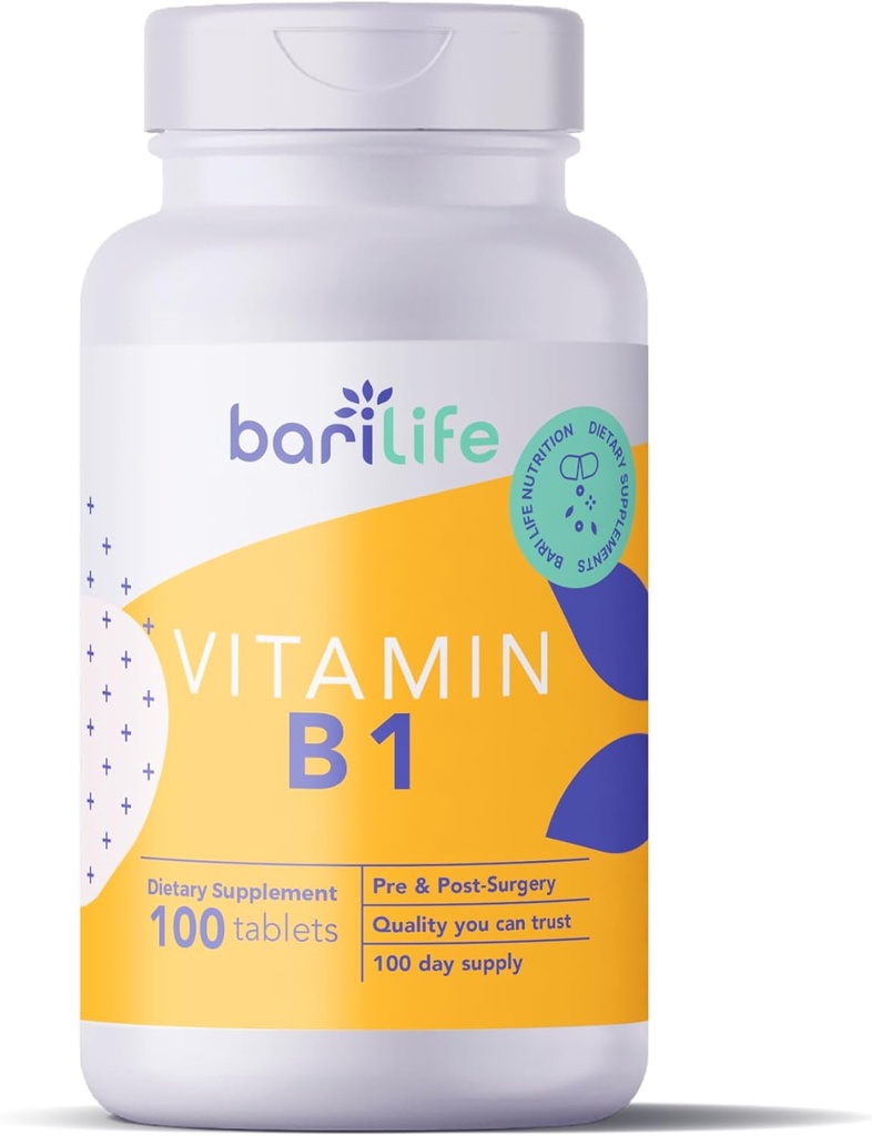 Bari Life Vitamin B1 100mg Tablets, Thiamin, Thiamin, Dietary Supplement (100 Tablets)