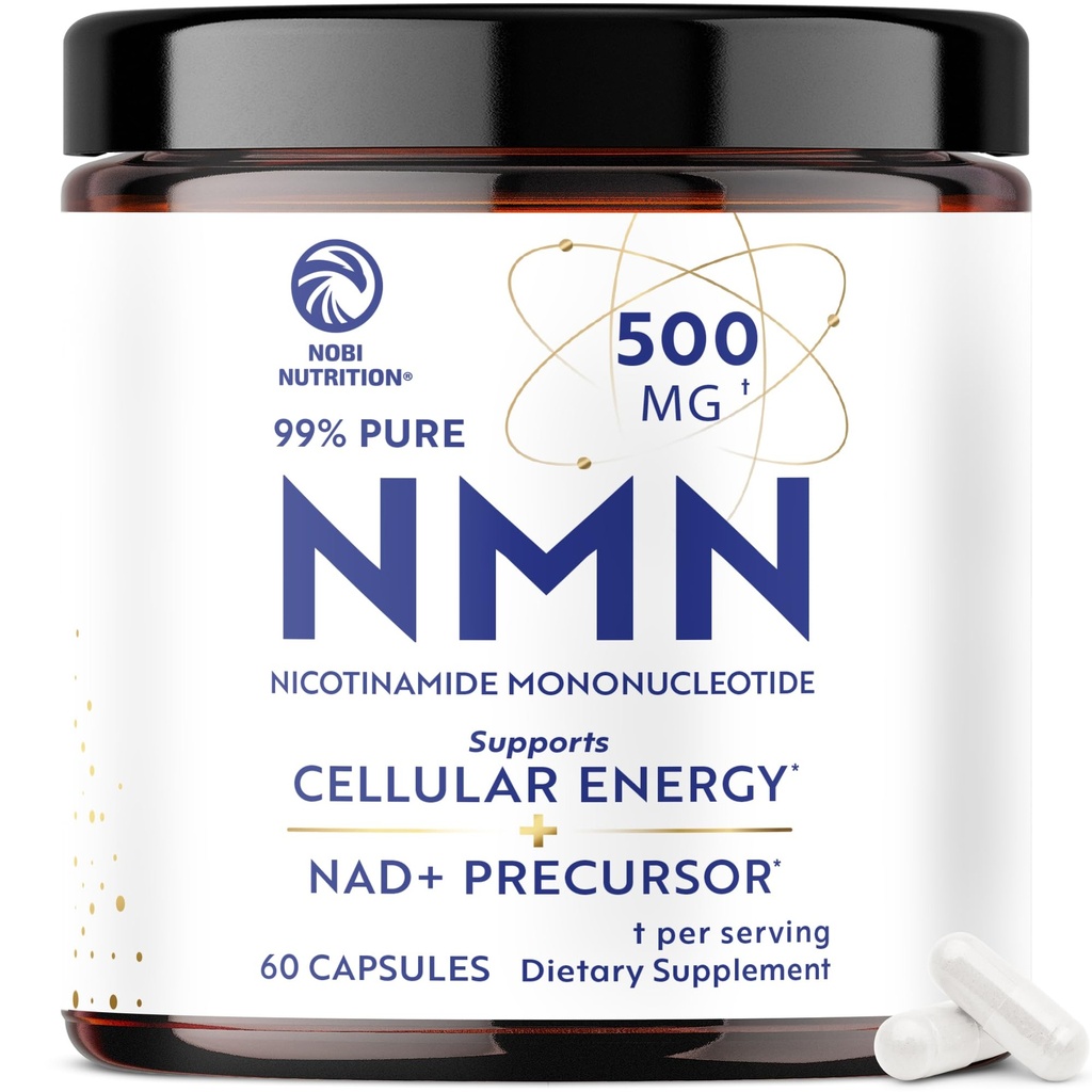 NMN Supplement 500mg | 99% Pure | NAD+ Precursor for Cellular Energy, Longevity, Repair, and Healthy Aging Support | Third-Party Tested & Non-GMO | Nicotinamide Mononucleotide | 60 NMN Capsules