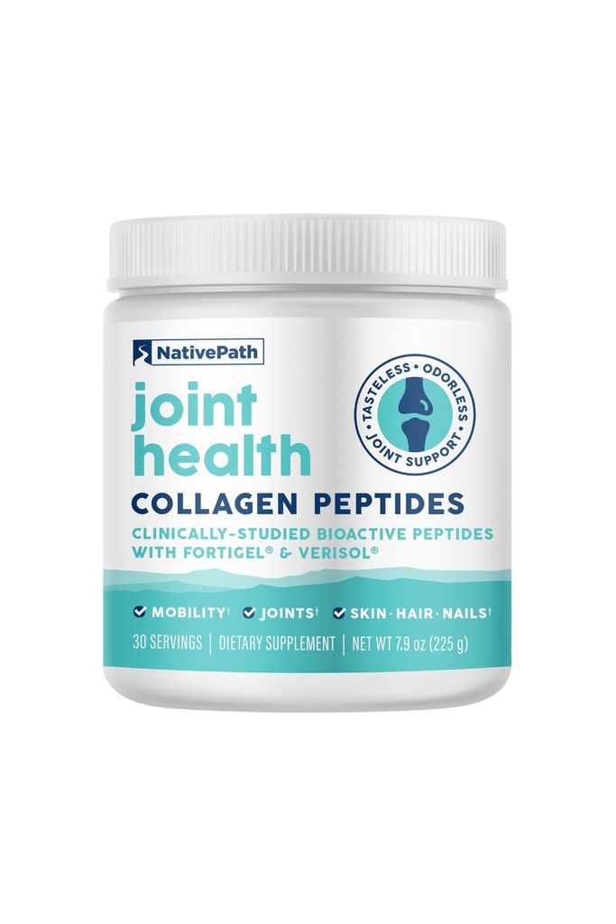 NativePath Joint Health Advanced Formula, Type 1 & 3 Peptides with Fortigel & Verisol, Grass-Fed Unflavored Collagen for Women & Men, 30 Servings