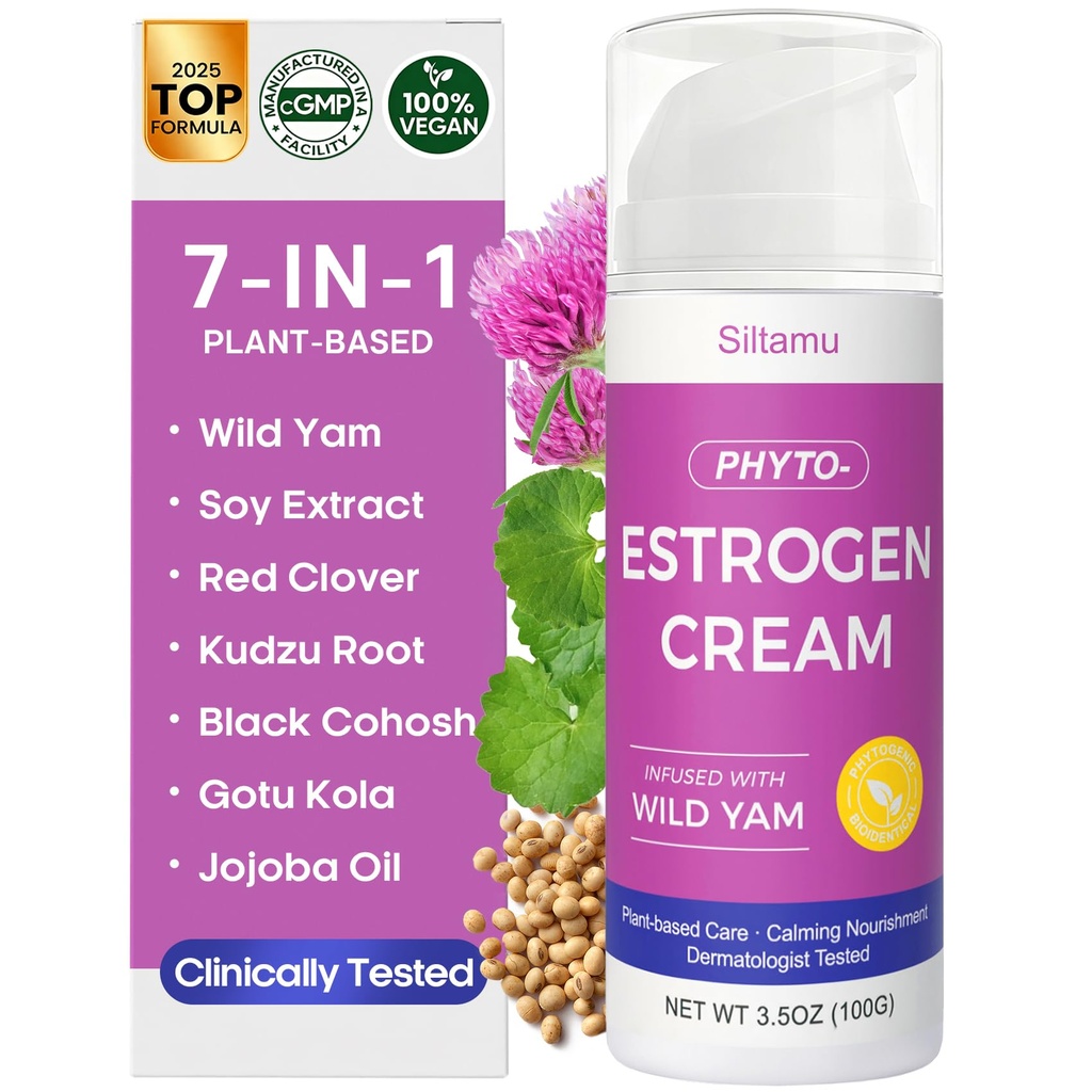 Estrogen Cream for Women Menopause Support – Phytoestrogen Moisturizer with Pueraria Mirifica, Soy Isoflavones & Shea Butter – Hydrating & Firming Skin Care, Dry Skin Relief 3.5 oz