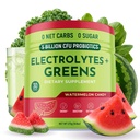 Keto Vitals Greens Powder Plus Electrolytes - Daily Super Greens Powder with Superfoods - Green Drink with Sugar Free Electrolytes for Hydration, Gut Health & Digestion, Watermelon Candy - 30 Servings