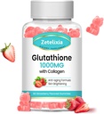 Glutathione Collagen Gummies, Collagen Gummies with Vitamin C, Glutathione Supplement for Women, Hair Skin Nails Muscle & Joint, Anti-Aging, Vegan, Sugar Free, Strawberry Flavor, 60 Count