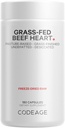 Codeage Grass Fed Beef Heart Supplement - Freeze Dried, Non-Defatted, Desiccated Glandular Supplements - Bovine Meat & Liver Pills - Beef Vitamins for Heart - Non-GMO -180 Capsules