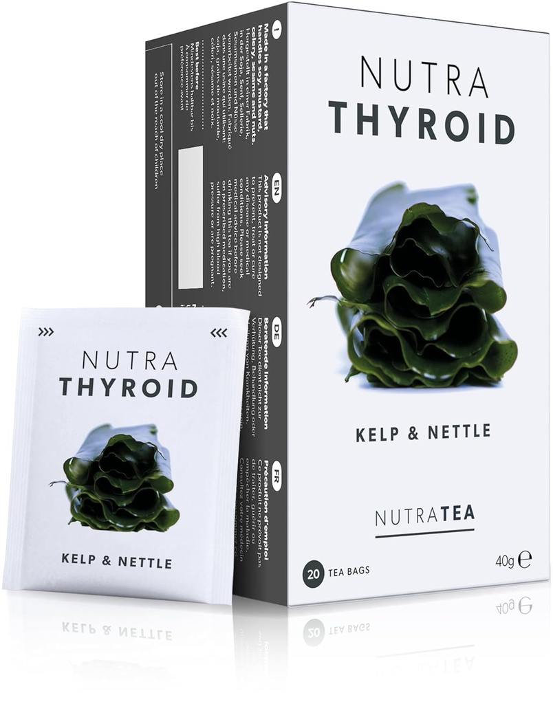 NUTRATHYROID - Thyroid Health Tea | Metabolism Tea - Providing Thyroid Support - Includes Kelp, Bladderwrack & Ashwagandha - 60 Enveloped Tea Bags - by Nutra Tea - Herbal Tea - (3 Pack)