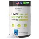VINATURA HMB Creatine Leucine Powder - 5g Creatine Monohydrate, 3g HMB Supplement, 3g L-Leucine - Vitamin D3, Vegan Lemonade Flavor, Muscle & Strength Support - 30 Servings