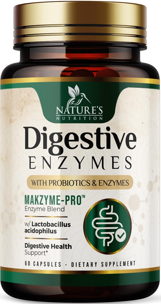 Digestive Enzymes - Super Digestive Multi Enzyme Complex for Bloating & Gut Health Support with Bromelain, Papain, Probiotics & Prebiotics - Digestion Health Support for Women & Men - 60 Capsules