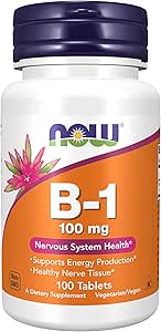 NOW Foods Vitamin B-1 (Thiamine) 100mg, 100 Tablets (Pack of 2)