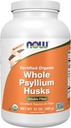 NOW Foods Supplements, Whole Psyllium Husks, Certified Organic, Non-GMO Project Verified, Soluble Fiber, 12-Ounce