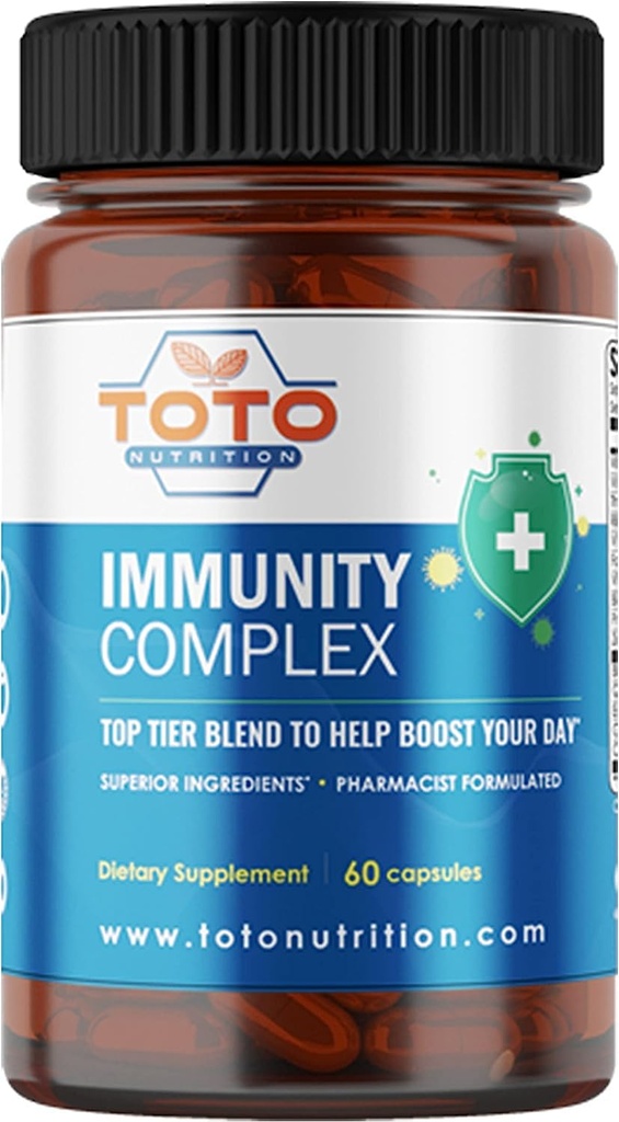 Immunity Support Booster with Vitamin C, D, Elderberry, Echinacea, Zinc, Quercetin, Curcumin, Ginger, B Vitamins Supplement, Vegan, Gluten Free, No Gelatin